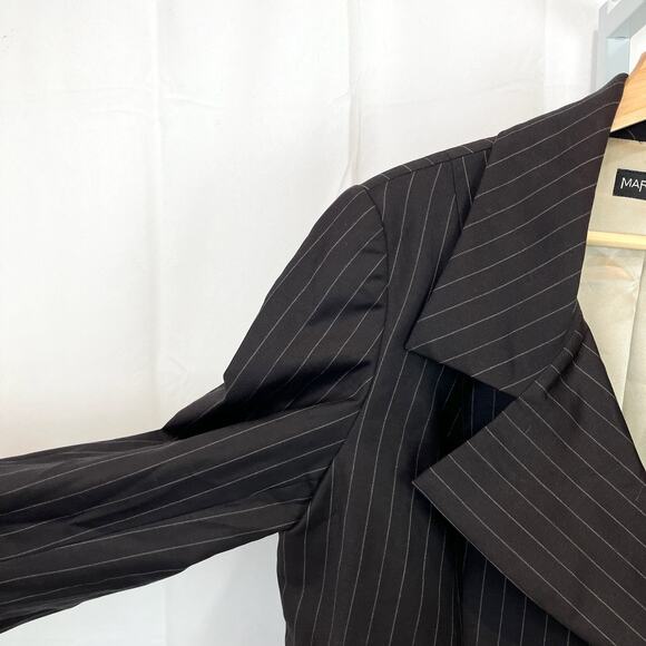 MARIA PINTO Size 16 Two Piece Suit Jacket Straight Skirt Pinstripe Kona Brown - Picture 5 of 16